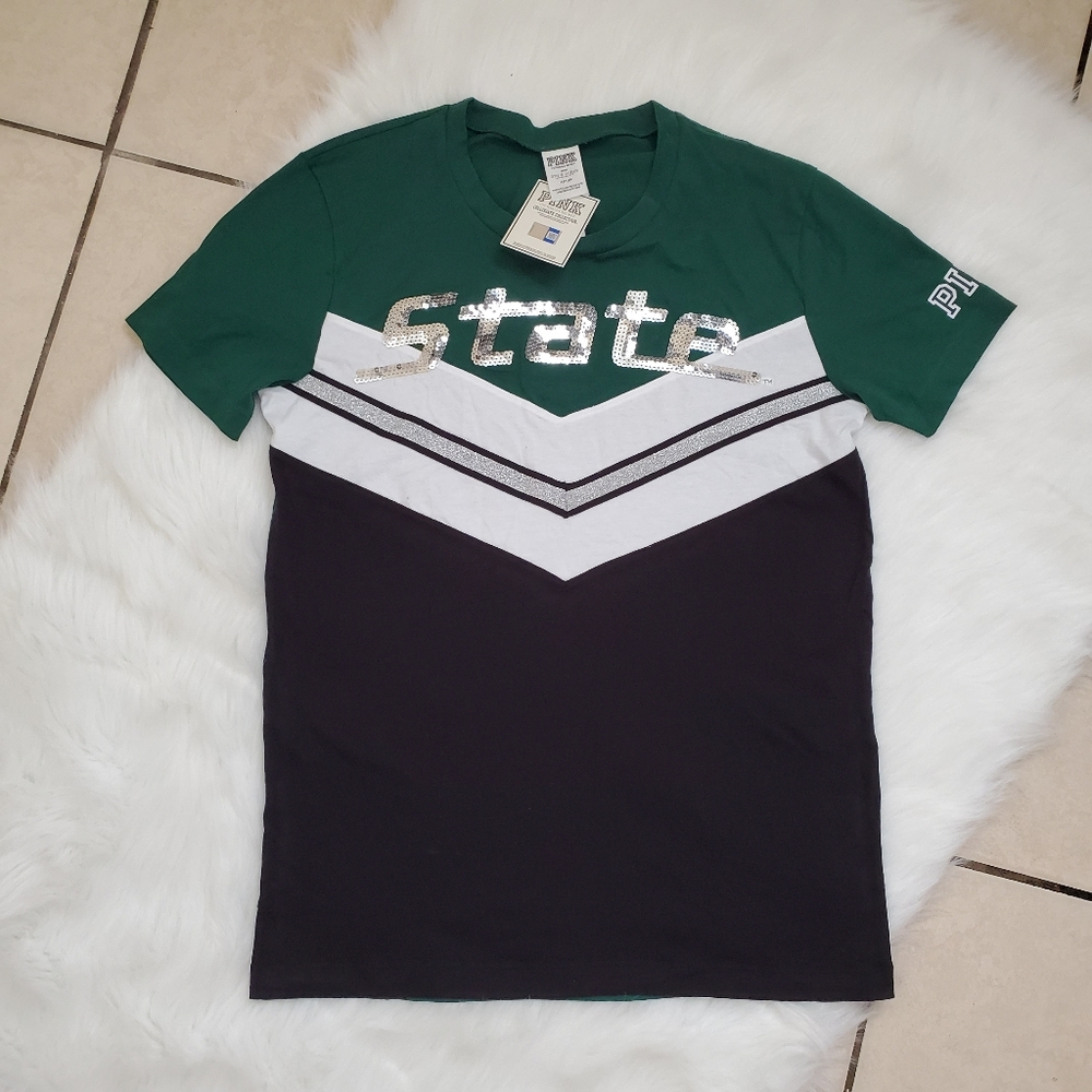 VS PINK MSU Spartans Sequin Shirt